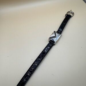 Envelope Watch On a Black w/ a Glossy Crocodile Embossed Band Beautiful